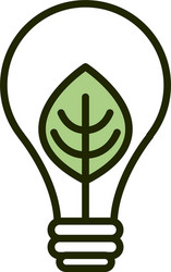 Light bulb leaf environment ecology line and fill vector