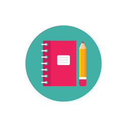 Notebook and Pen Icon - Flat Style vector image