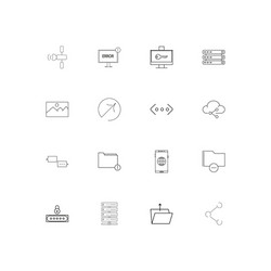 network and database linear thin icons set vector image