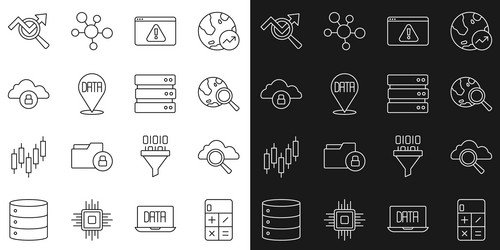 set line calculator search cloud computing globe vector image