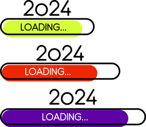 Set of new year 2024 simple flat loading progress vector