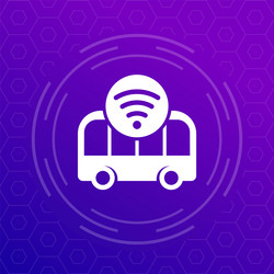 autonomous shuttle bus icon vector