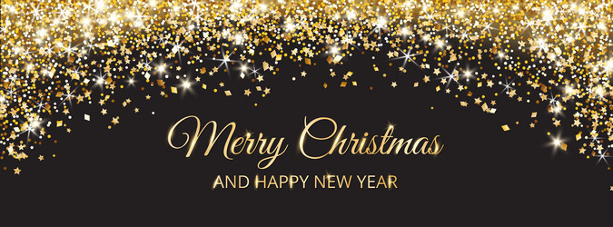 Merry christmas and new year card design gold vector