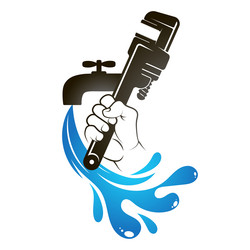 Plumber Fixing Water Faucet Vector Image