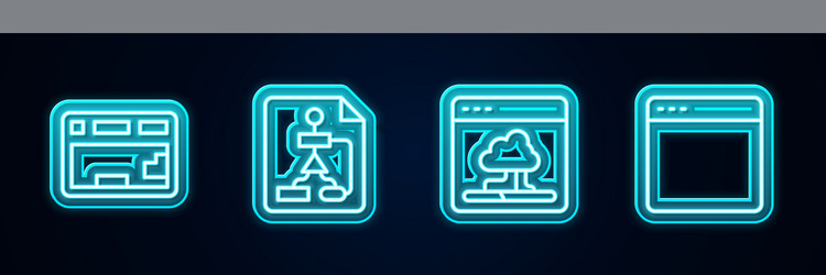 set line keyboard flowchart cloud technology vector