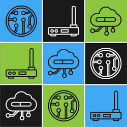 set line processor internet things and router vector image