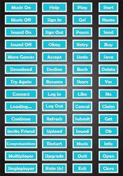 set of text game buttons in flat style vector image