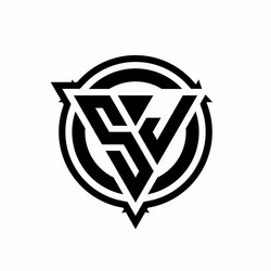 sj logo with triangle shape and circle vector