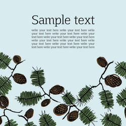background frame for text with fir cone and twig vector image
