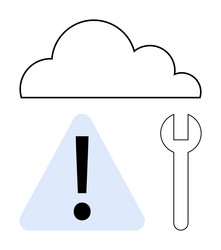 cloud error warning with wrench tool symbolizing vector image