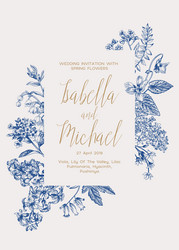 Floral Wedding Invitation Card - Spring Vector Image