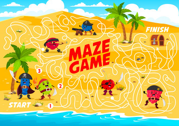 kids labyrinth help to berry pirates find treasure vector