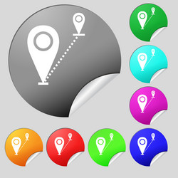 map pointer icon sign set of eight multi colored vector image