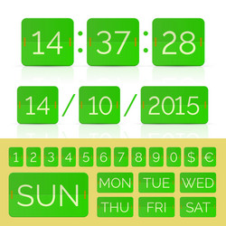 Countdown timer with green flat numbers isolated vector