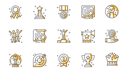 success icons set in outline stroke design for web vector image
