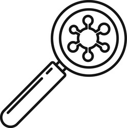 Virus under magnifier icon outline style vector