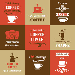 Coffee mini poster set vector