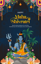 happy maha shivratri vertical background Vector Image