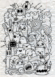 hipster hand drawn crazy doodle monster vector