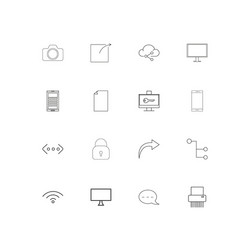 network and database linear thin icons set vector image