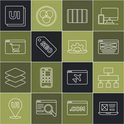 set line ui or ux design site map color palette vector image