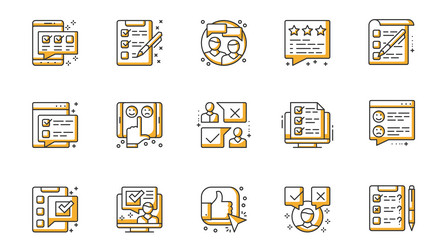 survey icons set in outline stroke design for web vector image
