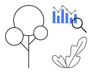 minimalistic tree data analysis chart vector image