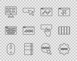 set line computer mouse ui or ux design website vector image