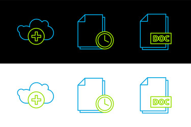 set line doc file document add cloud vector image