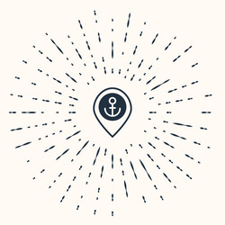 grey map pointer with anchor icon isolated vector image