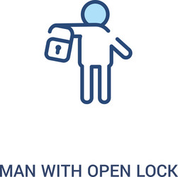 Man with open lock concept 2 colored icon simple vector