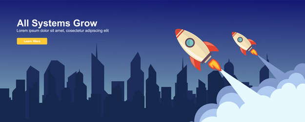 Start up simple rocket web design responsive vector