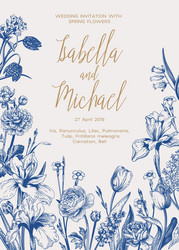 Botanical Wedding Invitation Vector Image