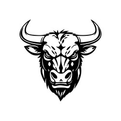 bull head with fierce eyes and sharp horns Vector Image