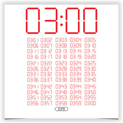 digital clock closeup displaying 3 oclock red vector