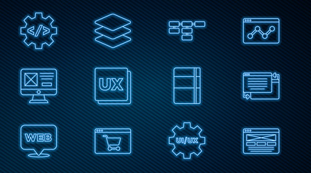 set line ui or ux design site map front end vector image