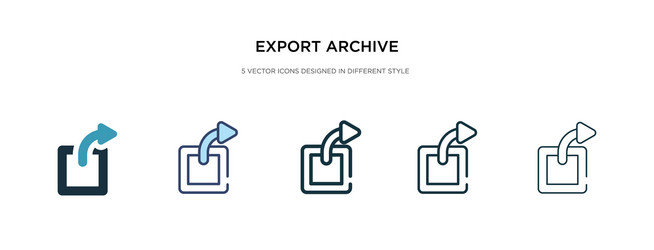 Export archive icon in different style two vector