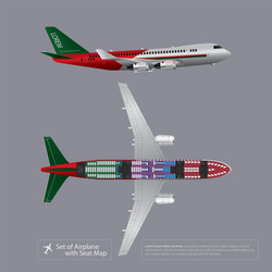 set of airplane with seat map isolated vector