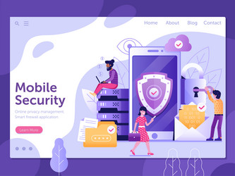 mobile security and firewall protection web banner vector