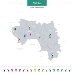 guinea map with location pointer marks vector