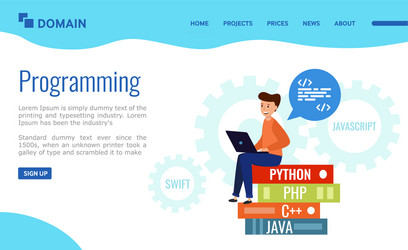 background for programming landing page vector image