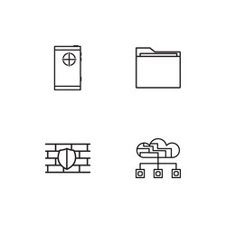 cyber security linear icons set simple outline vector image