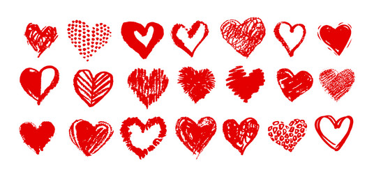 hand drawn valentine hearts vector