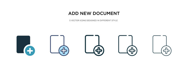 Add new document icon in different style two vector