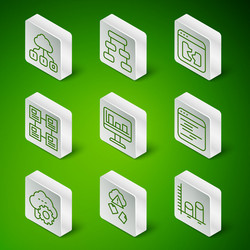 set line data analysis cloud hacking technology vector image