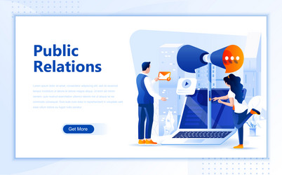 Public relations flat web page design template vector