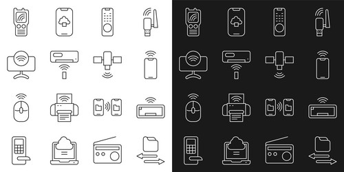 set line transfer files computer keyboard mobile vector image