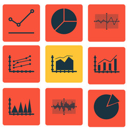 set of graphs diagrams and statistics icons vector image
