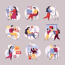 Web Developers Coding vector image