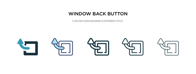 window back button icon in different style two vector image